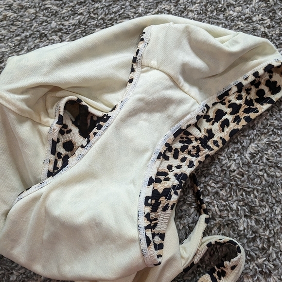 Ibiza black tan cheetah leopard print one shoulder one piece swimsuit L - Picture 11 of 11